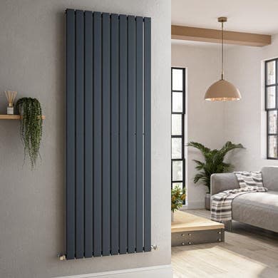 Riace Anthracite Vertical Flat Designer Radiator 1800x680mm Single Panel 4509 BTU