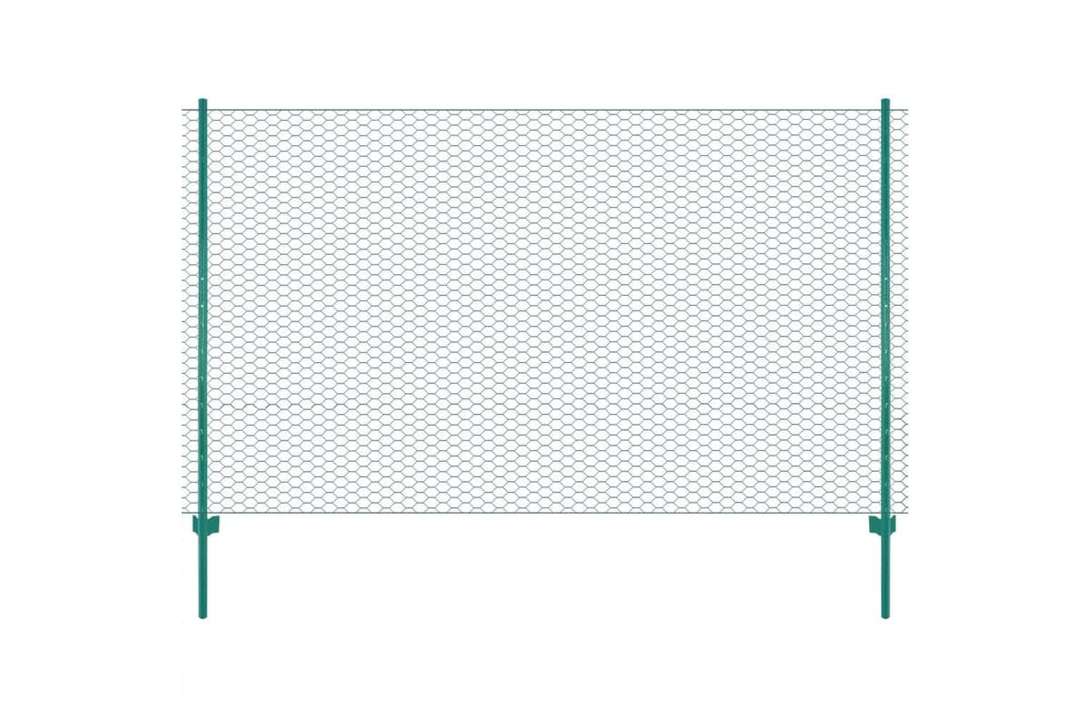 Vidaxl 144607 Wire Mesh Fence With Posts Steel 25x2 M Green