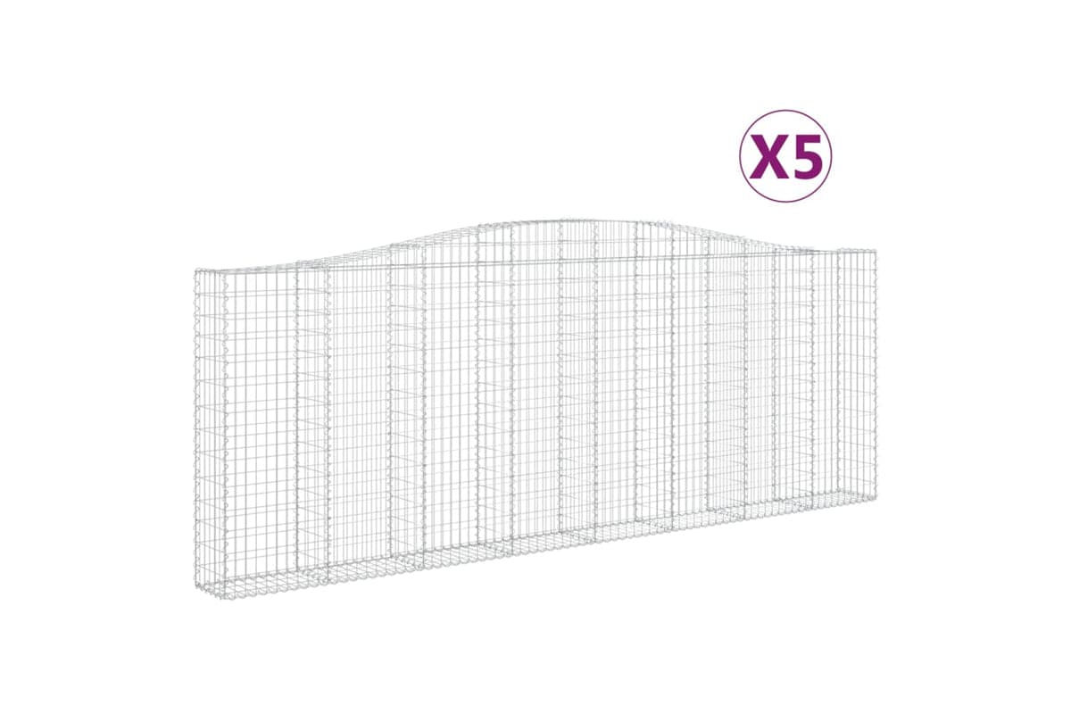 vidaXL 3145855 Arched Gabion Baskets 5 Pcs 400x30x140/160cm Galvanised Iron
