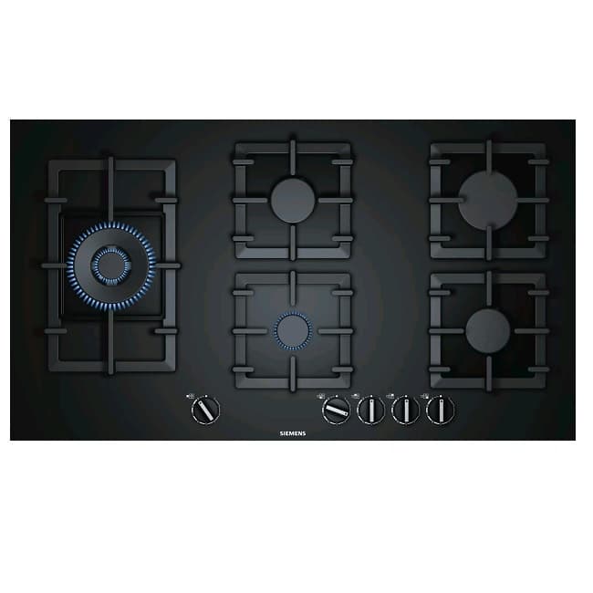 Siemens iQ500 90cm 5 Ring Gas Hob - Tempered Black Glass | EP9A6SB90