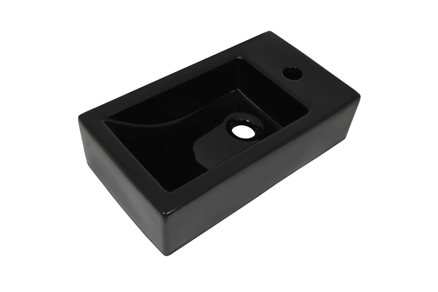 vidaXL 142738 Basin With Faucet Hole Rectangular Ceramic Black 46x25.5x12cm