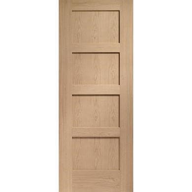 Internal Oak Shaker 4 Panel FD30 Fire Door - Pre-Finished - 2040 x 826 x 44mm - Shaker 4 - XL Joinery