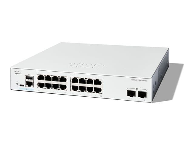 CISCO - Catalyst 1300-16T-2G - Switch - L3 - Managed - 16 x 10/100/1000Base-T + 2 x Gigabit Ethernet SFP - rack-mountable