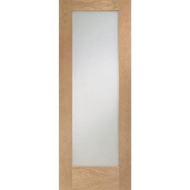 Internal Oak Fully-Glazed Door with Clear Glass - Pre-Finished - 2040 x 626 x 40mm - Pattern 10 - XL Joinery