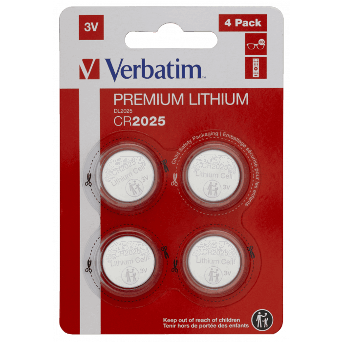 Verbatim 49532, CR2025 3V Batteries - 4 Pack