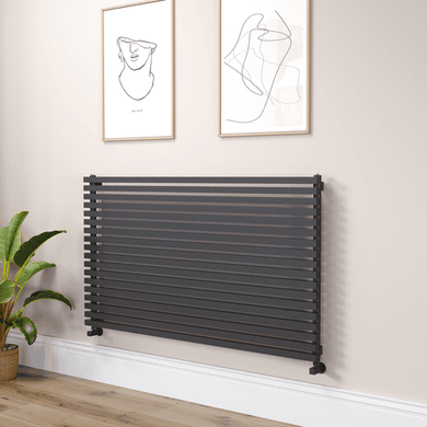Ravello Linea Midnight Black Square Designer Radiator 810x1400mm Single Panel 5235 BTU - Horizontal Bars