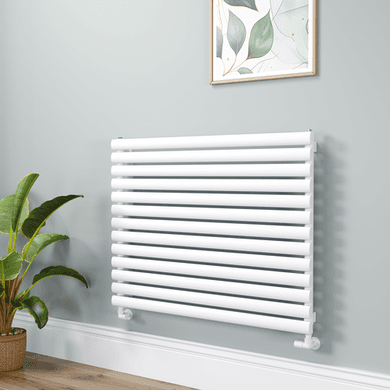 Sorrento Linea White Oval Designer Radiator 767x1000mm Single Panel 3147 BTU - Horizontal Bars