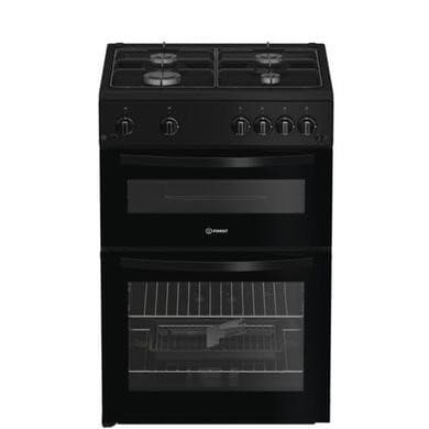 Indesit 60cm Twin Cavity Gas Cooker - Black