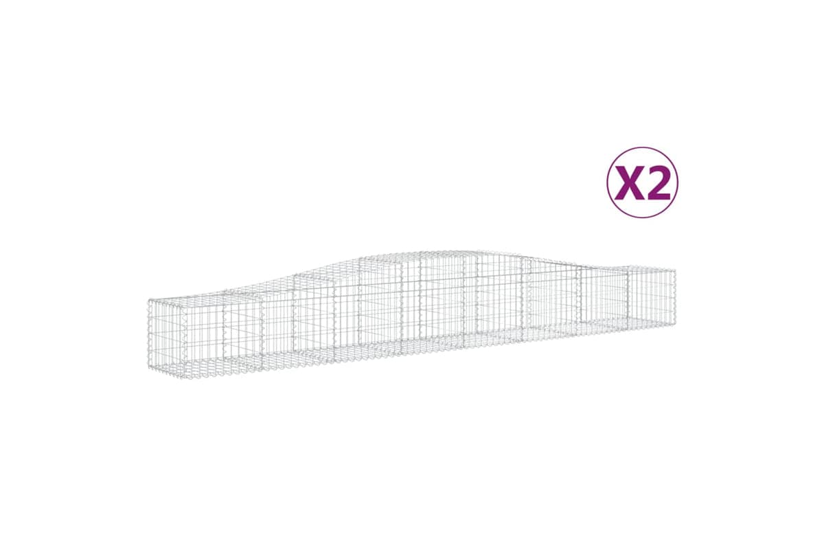 vidaXL 3145917 Arched Gabion Baskets 2 Pcs 400x50x40/60cm Galvanised Iron