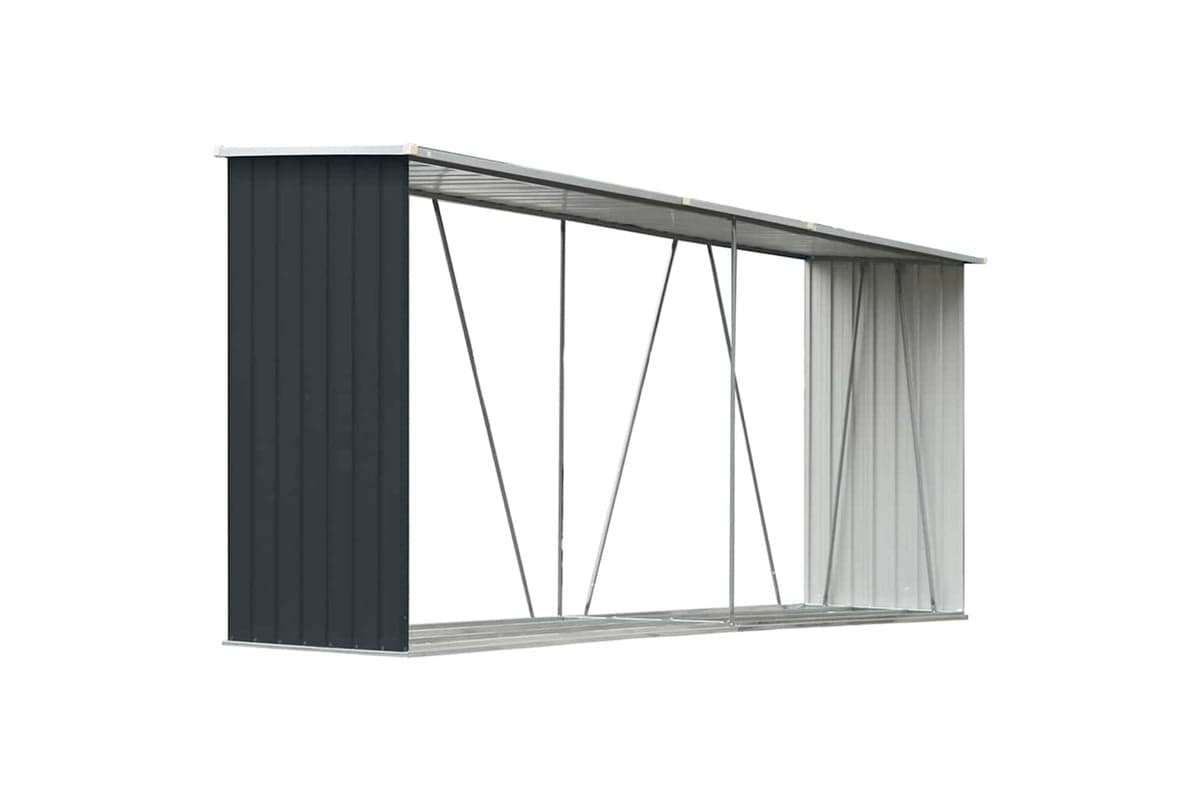 vidaXL 47085 Garden Log Storage Shed Galvanised Steel 330x84x152cm Anthracite
