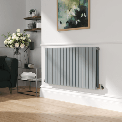 Riace Salt & Pepper Horizontal Flat Designer Radiator 600x1156mm Double Panel 4370 BTU