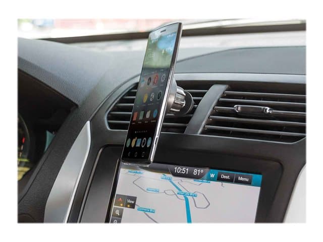 Manhattan Magnetic Car Air-Vent Phone Mount, Adjustable Clip-on, Quick Attach and Release, Non-Skid Pad, Black, Lifetime Warranty, Boxed
