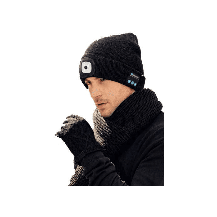 Homesound 5098988810051, LED Rechargeable Bluetooth Beanie w/ Built-In Flashlight, Black