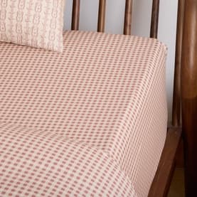Poppy Check Fitted Sheet Red