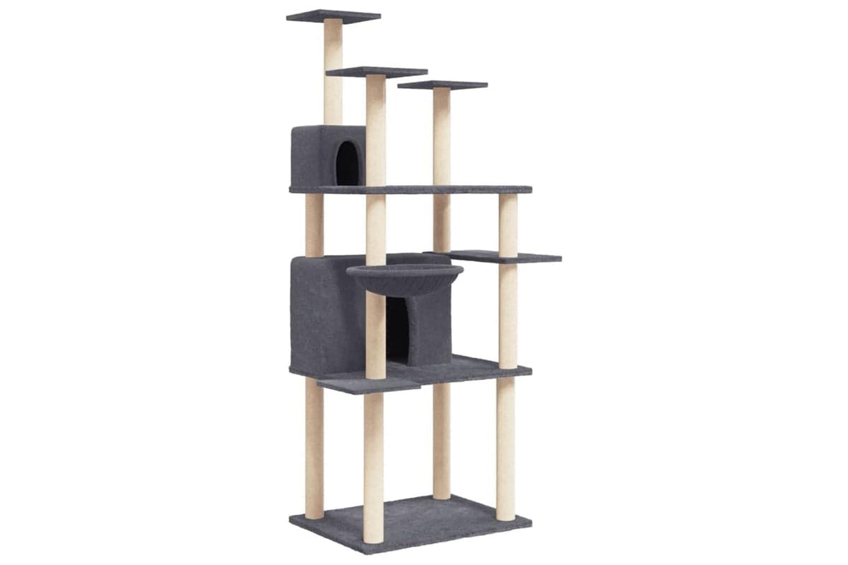 Cat Tree With Sisal Scratching Posts Dark Grey 166 Cm