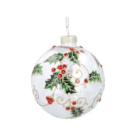 Holly Vine Glass Tree Decoration 8cm