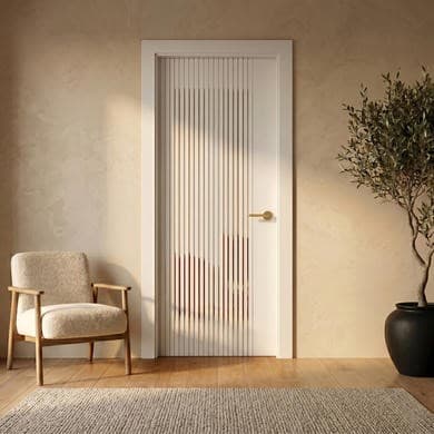 Internal White Laminate Glazed Door with Clear Glass - Pre-Finished - 1981 x 838 x 35mm - Stria - XL Joinery