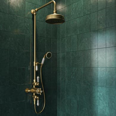 Camden Brushed Brass Traditional Thermostatic Mixer Shower Set