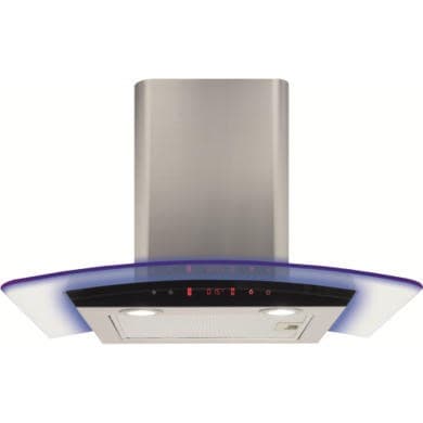 CDA 60cm Curved Glass Chimney Hood with LED Edge Lighting - Stainless Steel