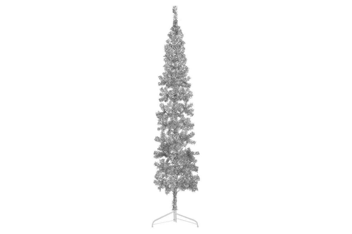 Vidaxl Slim Artificial Half Christmas Tree With Stand Silver 240 Cm