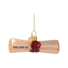 Beige Matt Diploma Certificate Glass Tree Decoration 4cm