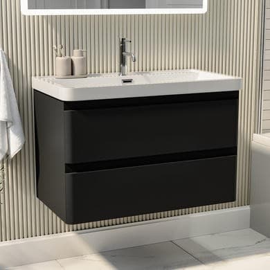 800mm Black Wall Hung Vanity Unit with Basin – Pendle