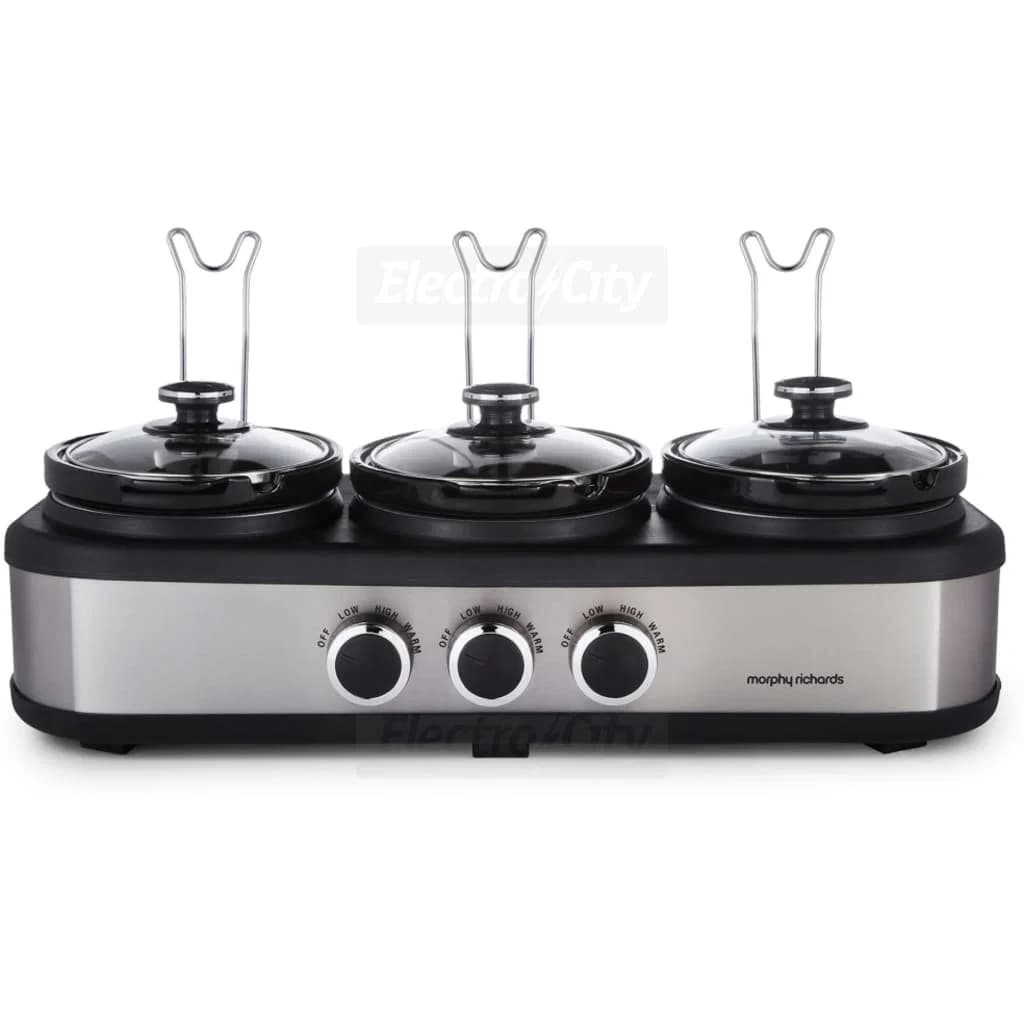 Morphy Richards TrioServe 3.9 Litre Three Pot Slow Cooker | Brushed Stainless Steel