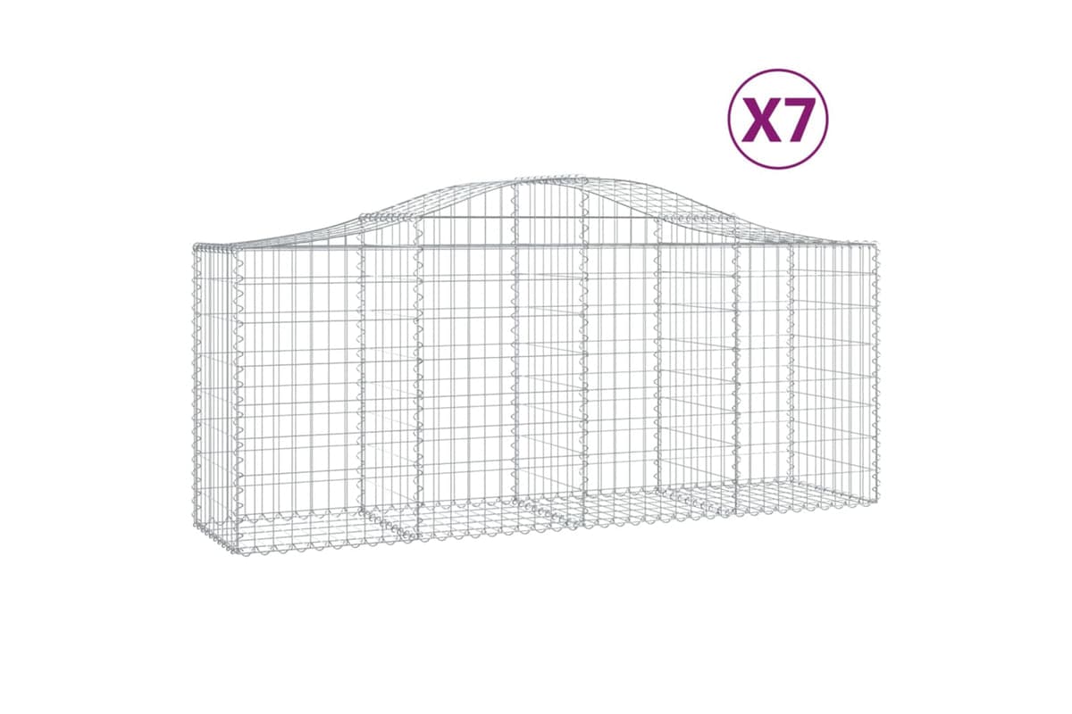 vidaXL 3145624 Arched Gabion Baskets 7 Pcs 200x50x80/100cm Galvanised Iron