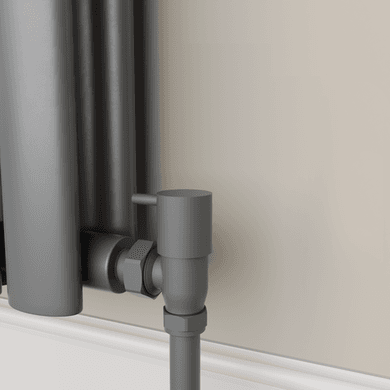 Refurbished - Elego Anthracite Gray Modern Manual Angled Radiator Valves (pair)