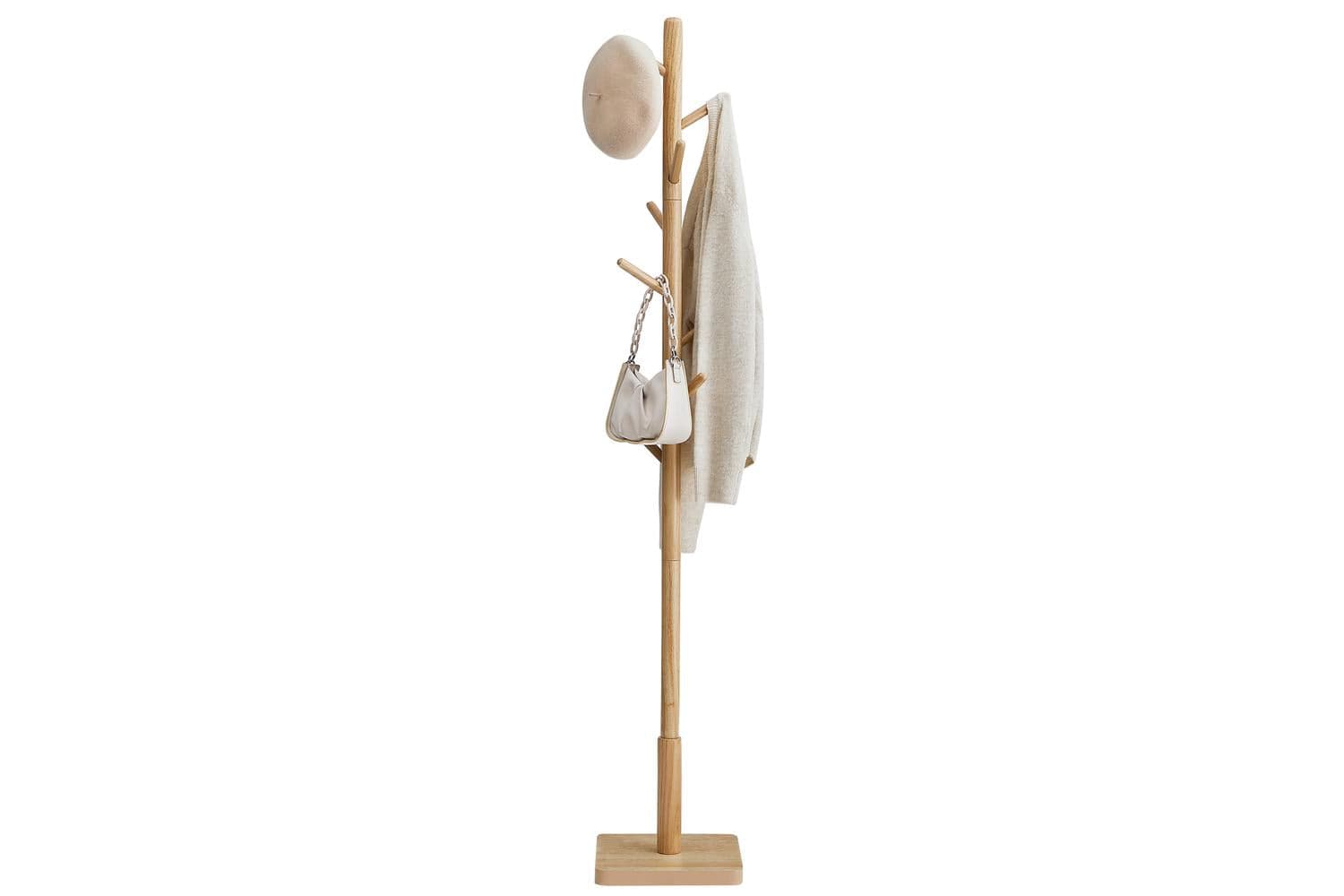 Wooden Coat Stand | Free Standing Coat Rack | Mdf Rubber Wood | 173 Cm
