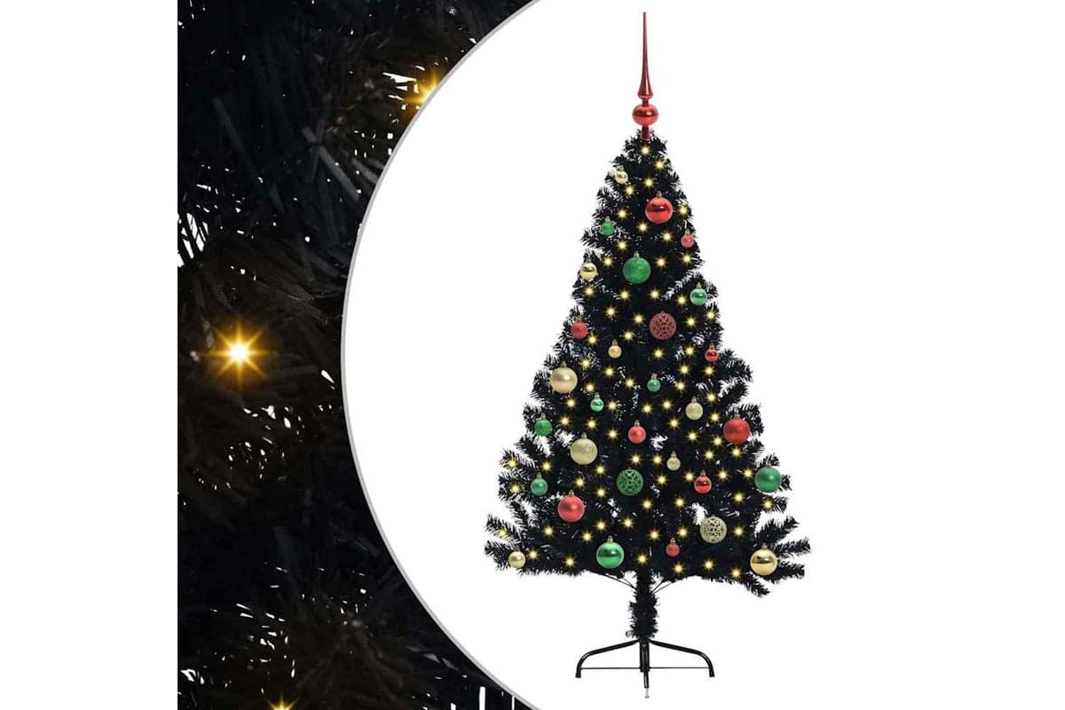 Vidaxl Artificial Pre-lit Christmas Tree Black 150 Cm Pvc