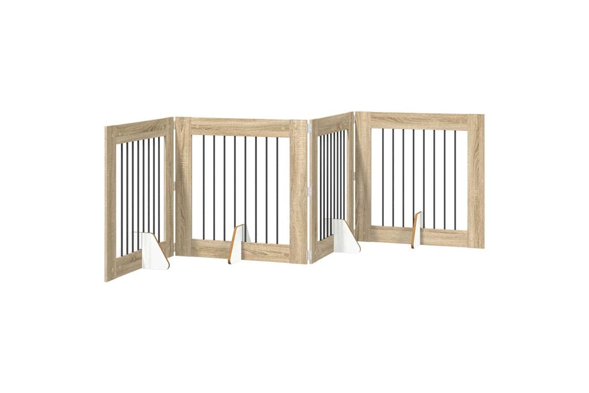 Vidaxl Foldable Dog Gate With Stands 4 Pcs Sonoma Oak 321 Cm