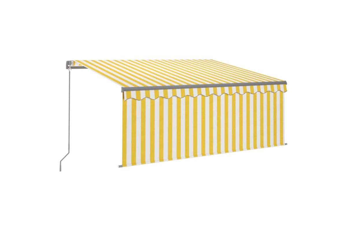 Vidaxl 3069378 Manual Retractable Awning With Blind 3x2.5m Yellow&white