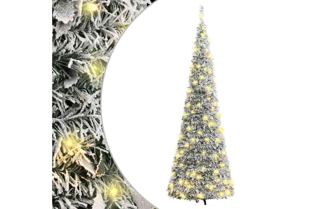Vidaxl Artificial Christmas Tree Pop-up Flocked Snow 150 Leds 180 Cm