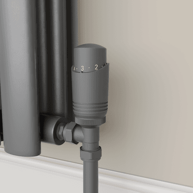 Elego Anthracite Gray Modern TRV Angled Thermostatic Radiator Valves With Lockshield