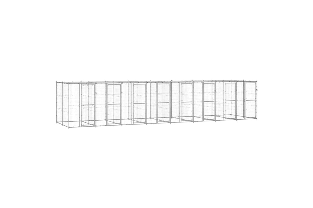 Vidaxl 3082277 Outdoor Dog Kennel Galvanised Steel With Roof 19.36 M2
