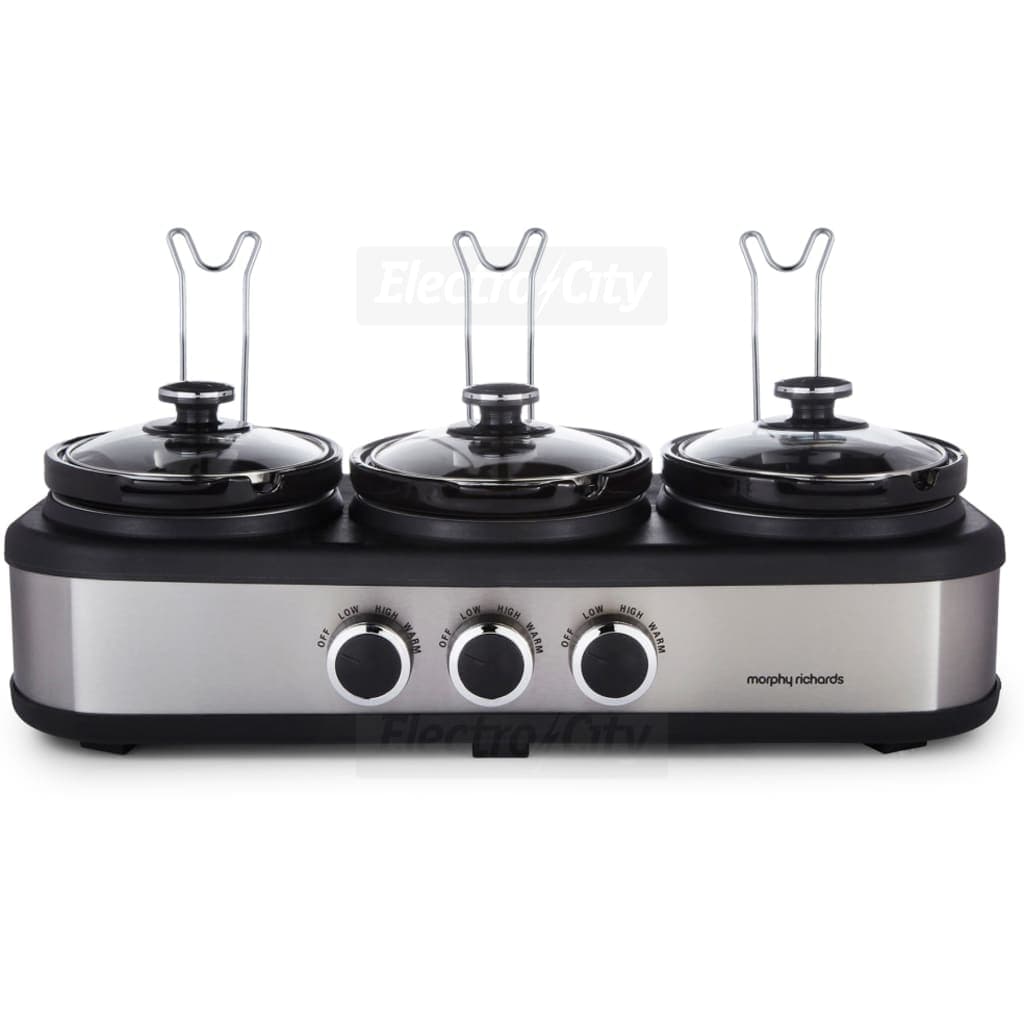 Morphy Richards TrioServe 3.9 Litre Three Pot Slow Cooker | Brushed Stainless Steel
