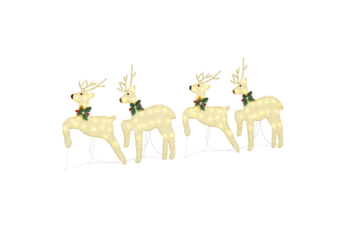 Vidaxl Led Reindeers 4 Pcs Gold Fabric
