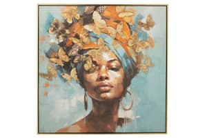 Butterfly Framed Print Canvas | Multicolour | 82 x 82 cm