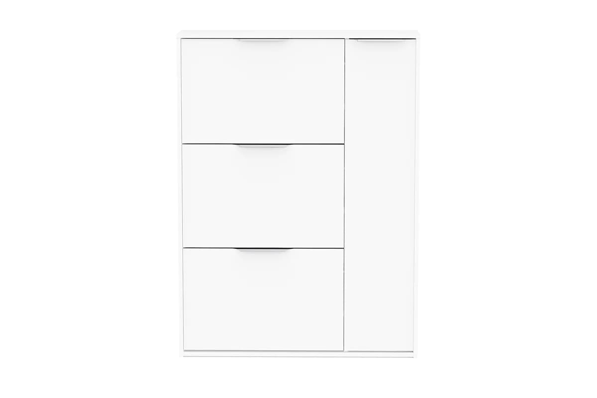 Ghost Shoe Storage Cabinet | 1 Door + 3 Compartments | White