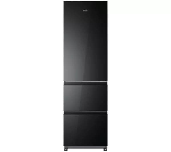 HAIER 3D Combi Series 3 HTR3518DNGBK 60/40 Smart Fridge Freezer - Obsidian Black Glass