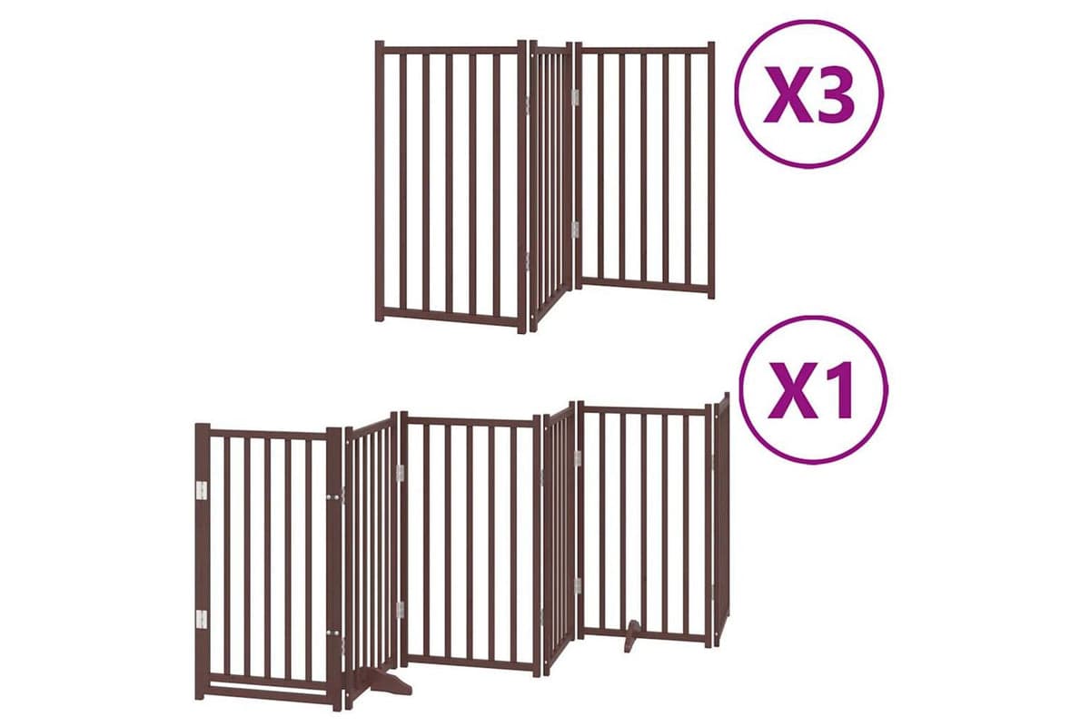 Vidaxl Dog Gate With Door Foldable 15 Panels Brown 750 Cm Poplar Wood