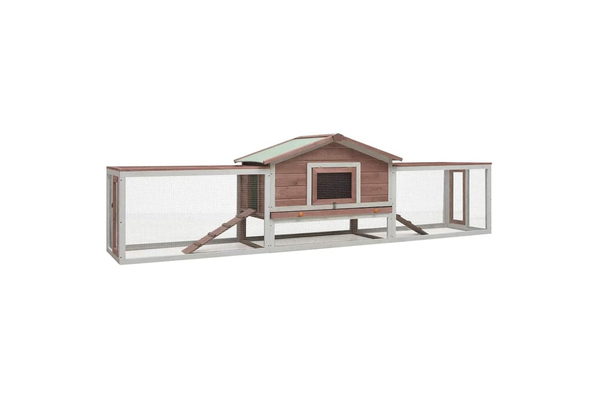 vidaXL 170859 Rabbit Hutch Mocha 310x70x87cm Solid Pine & Fir Wood