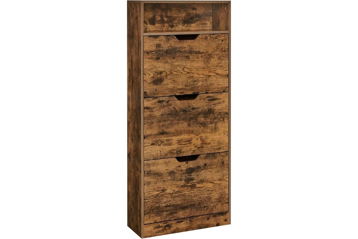 Vasagle Shoe Cabinet | Rustic Brown | Slim | 60 X 24 X 139 Cm