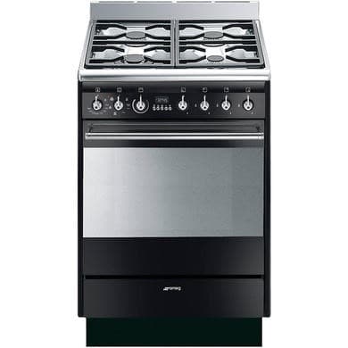 Refurbished Smeg Concert 60cm Dual Fuel Cooker - Gloss Black