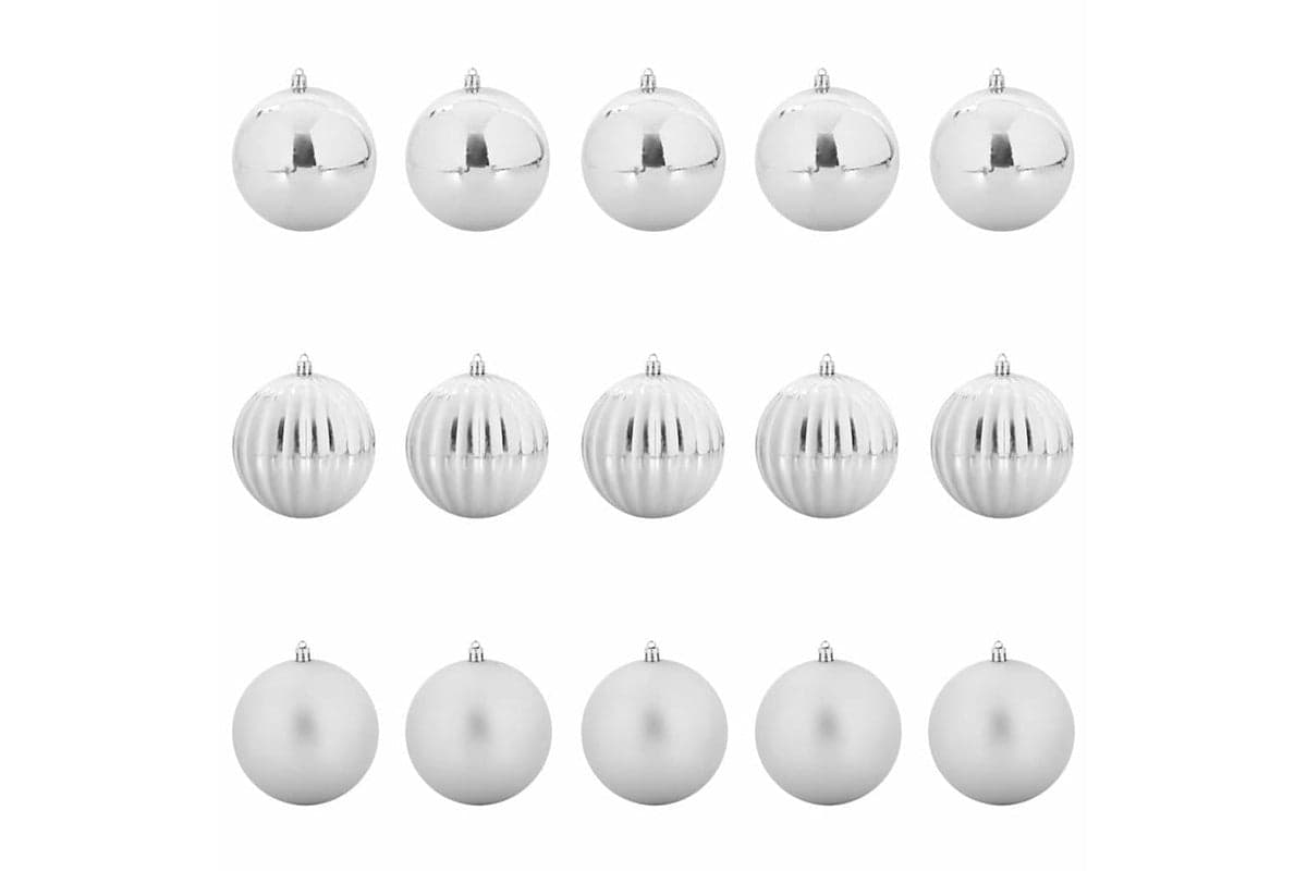 Vidaxl Christmas Bauble Set 15 Pcs Silver