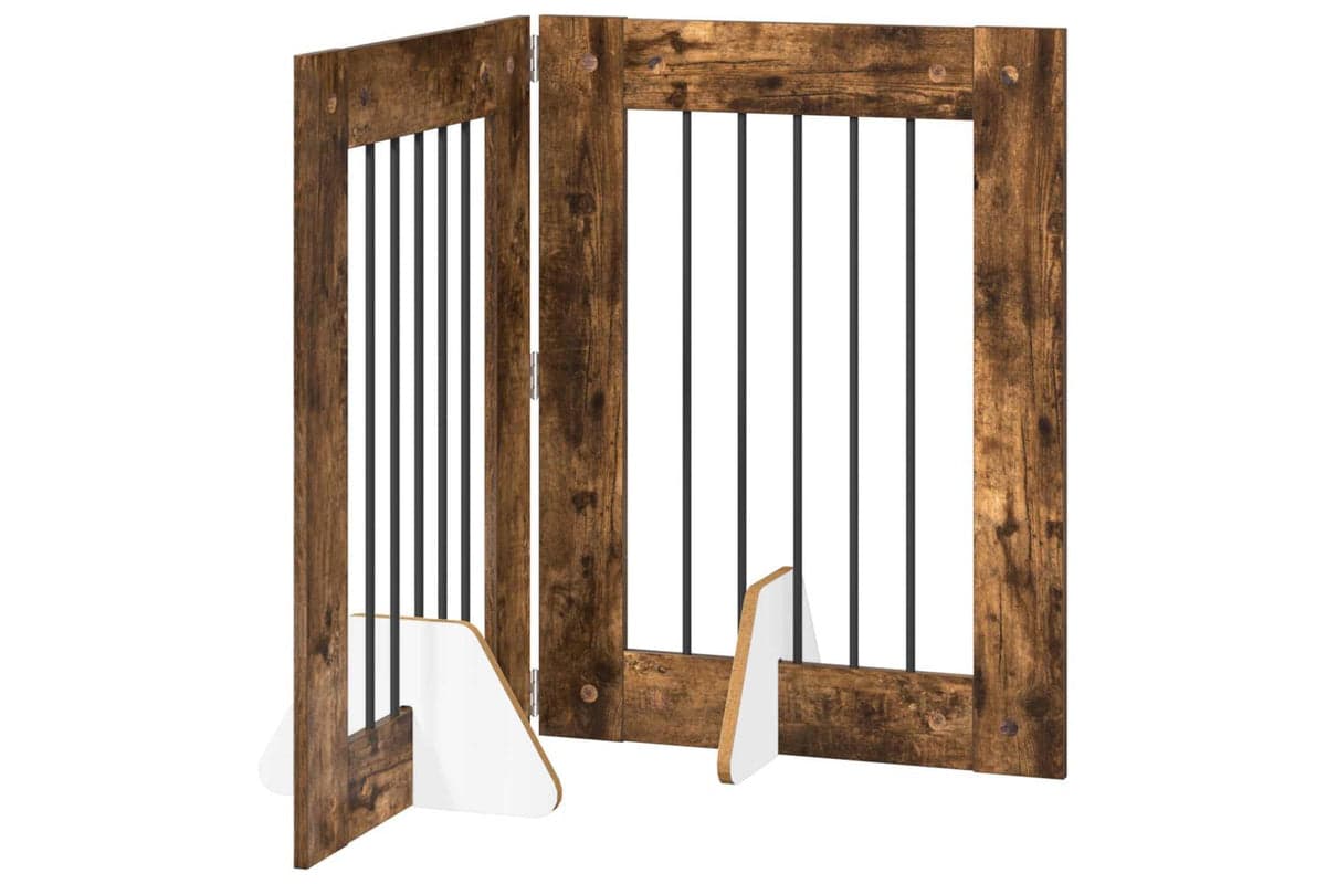 Vidaxl Foldable Dog Gate With Stands 2 Pcs Smoked Oak 1205 Cm