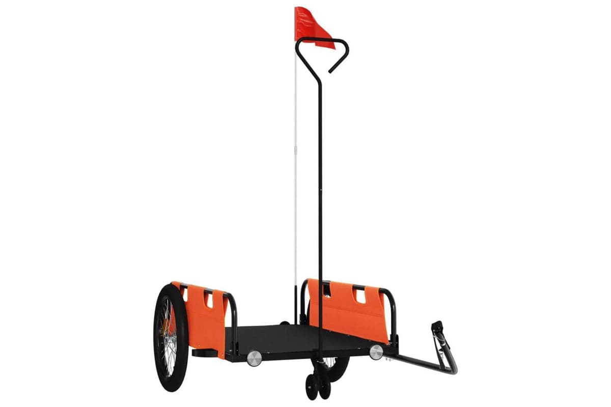 Vidaxl Bike Trailer Orange And Black Oxford Fabric And Iron