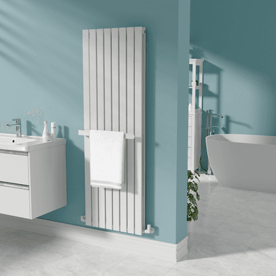 White Designer Wall-Mounted Towel Holder for Steel & Electric Radiators - 520mm