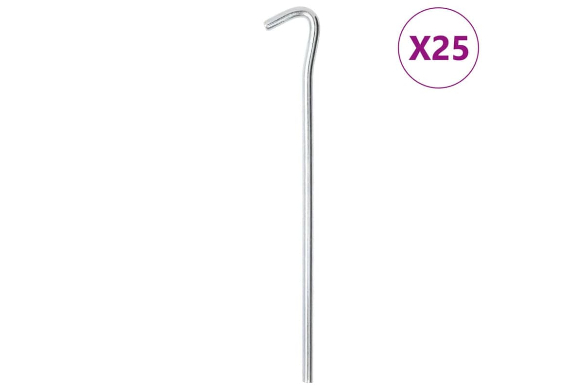 vidaXL 4009335 Tent Pegs 25 Pcs 23cm x 7mm Galvanised Steel